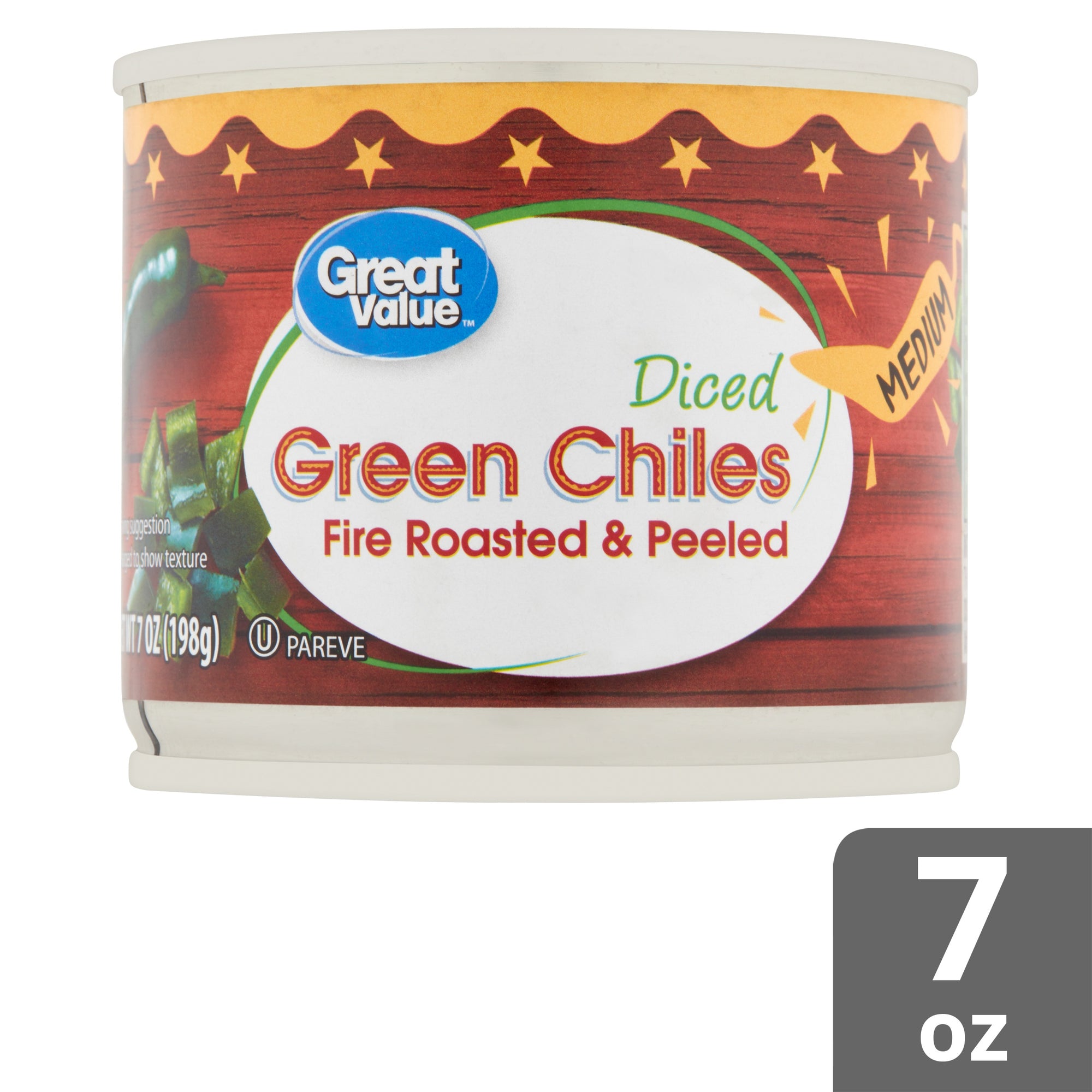 Great Value Fire Roasted & Peeled Diced Green Chiles / 7oz