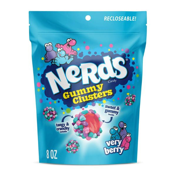 Nerds Gummy Clusters, Candy, Very Berry, Crunchy and Gummy, 8 oz