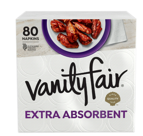 Vanity Fair Extra Absorbent 2 Ply White Napkins, 80ct