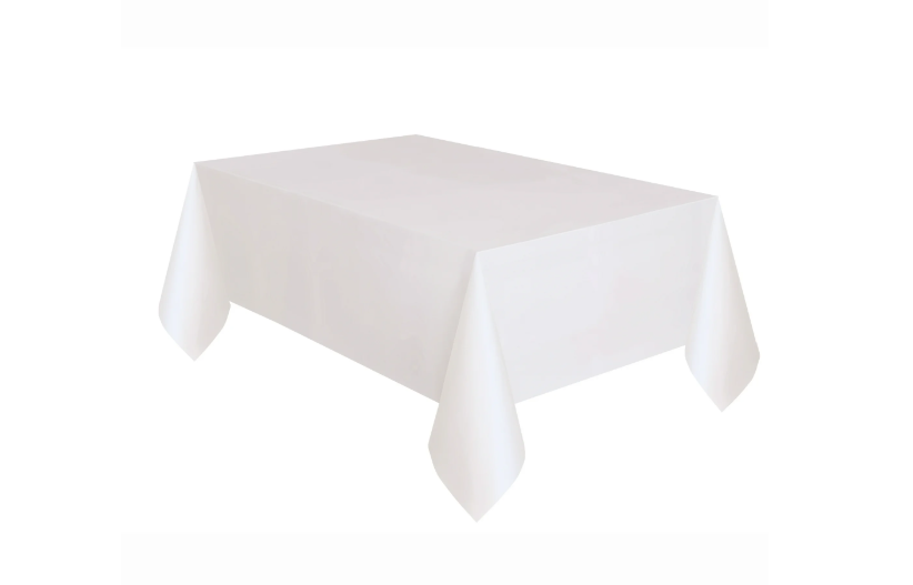White Plastic Tablecloth, 108in x 54in