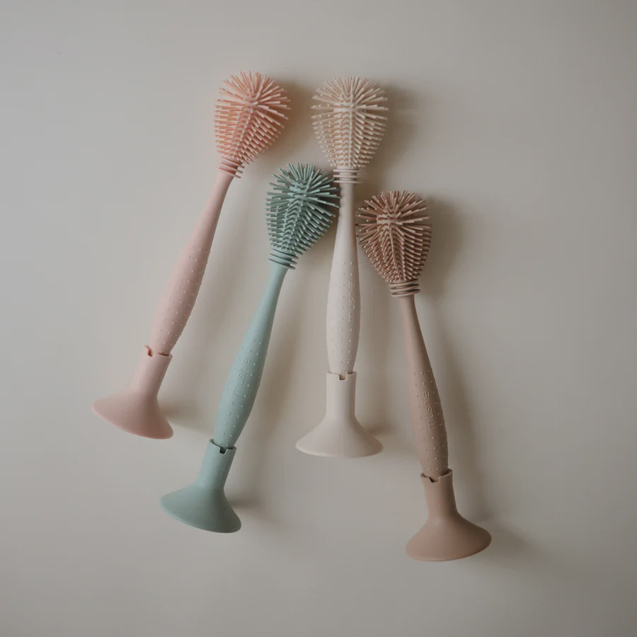 Mushie Silicone Baby Bottle Brush, Natural