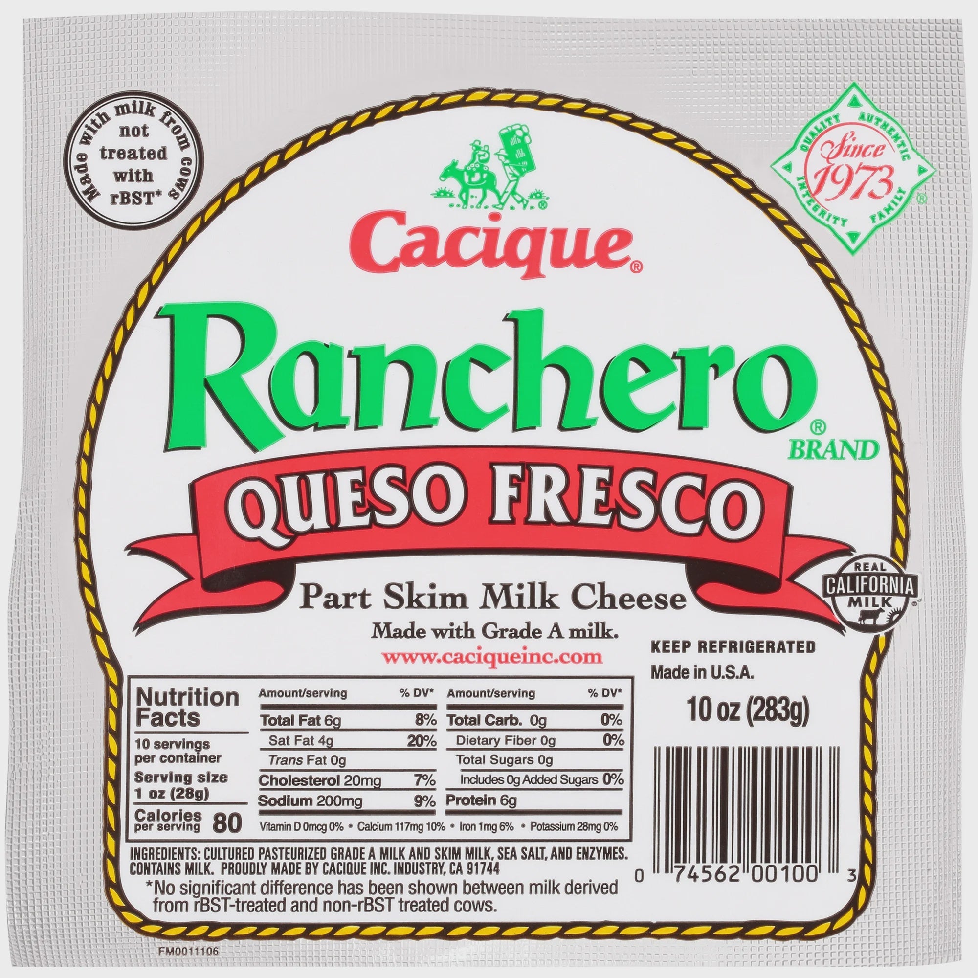 Cacique Ranchero Queso Fresco Cheese, 10 oz