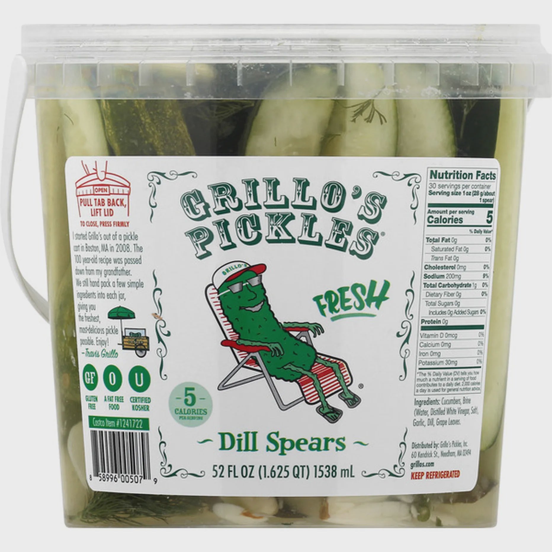 Grillo's Pickles Classic Dill Spears, 52 oz