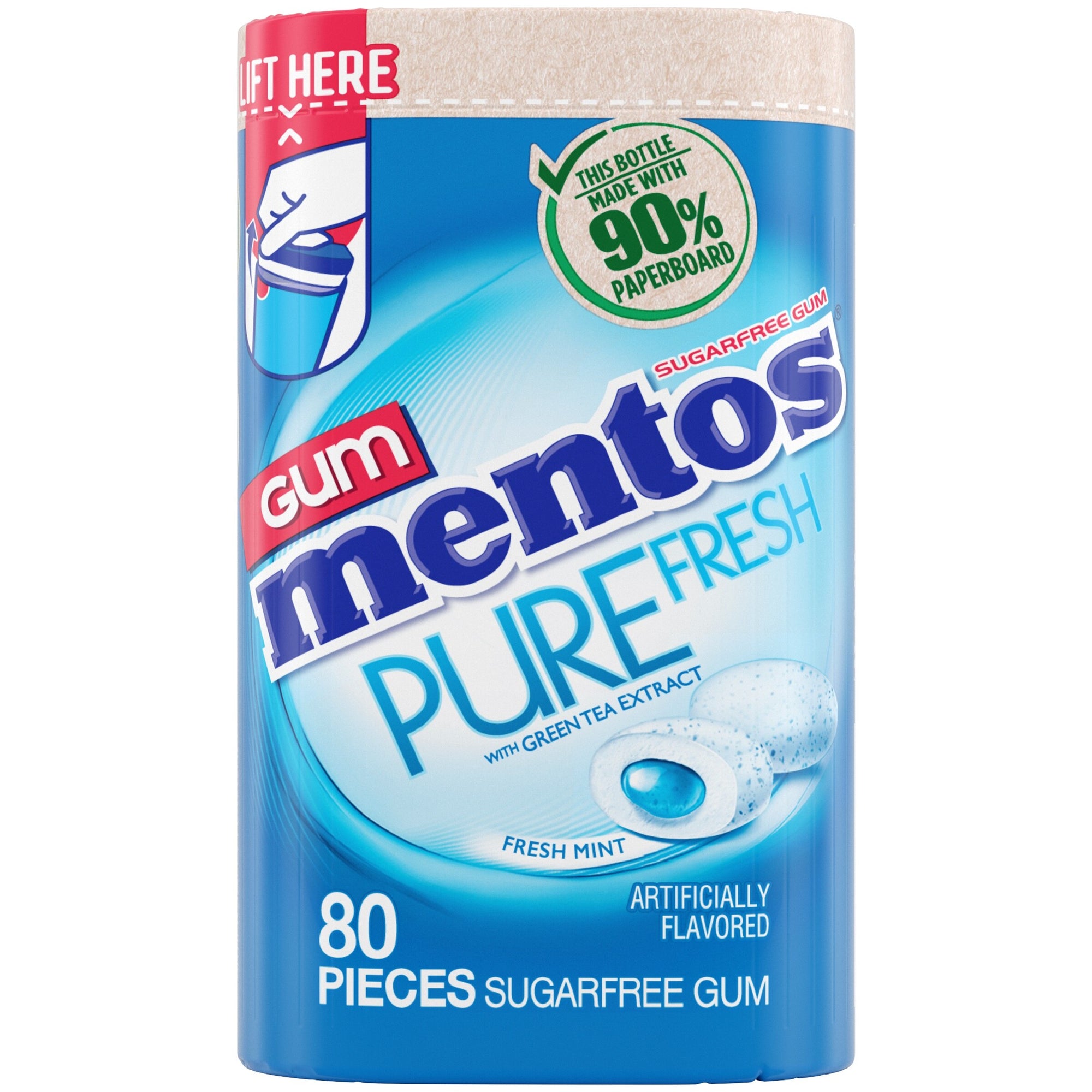Mentos Sugar Free Pure Fresh Gum, Fresh Mint with Green Tea Extract 80pcs.