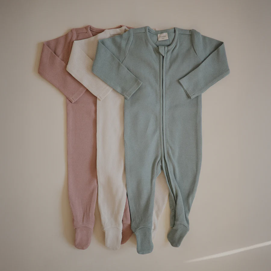 Mushie Zipper Pajama, Roman Green, 3-6m