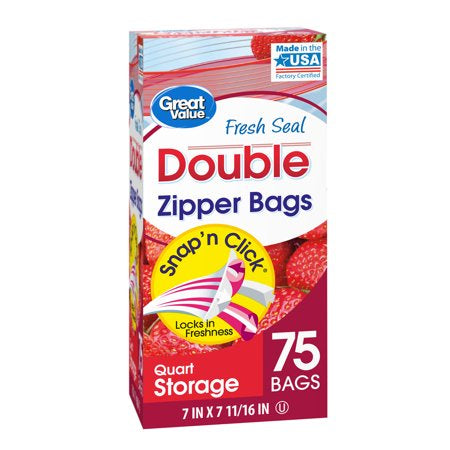 Great Value Double Zipper Quart Bags