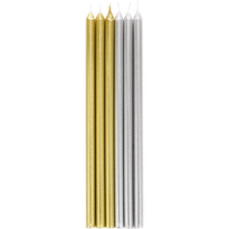 Gold & Silver Tall Birthday Candles