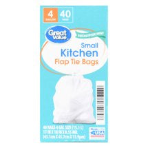Great Value Eucalyptus Mint Small Kitchen Flap Tie Garbage Bags