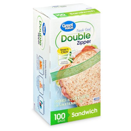Great Value Double Zipper Sandwich Bags