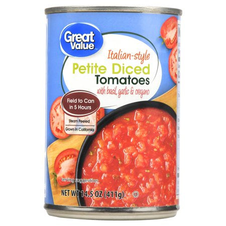 Great Value Italian-style Petite Diced Tomatoes with Basil, Garlic, & Oregano