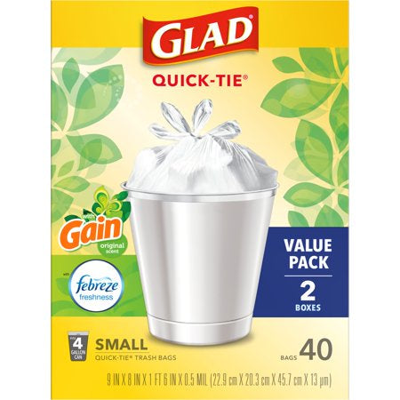 GLAD Quick-Tie 4 Gallon Scented Trash Bags
