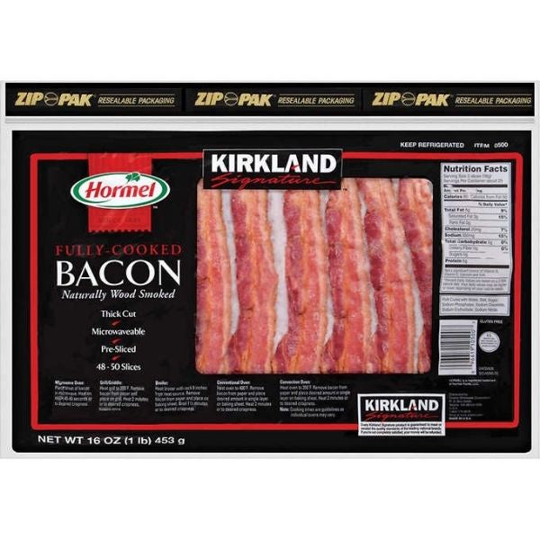 Fully Cooked Hickory Smoked Bacon/Kirkland Signature