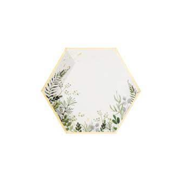 Secret Garden - White Botanicals Large Paper Plates, 8ct