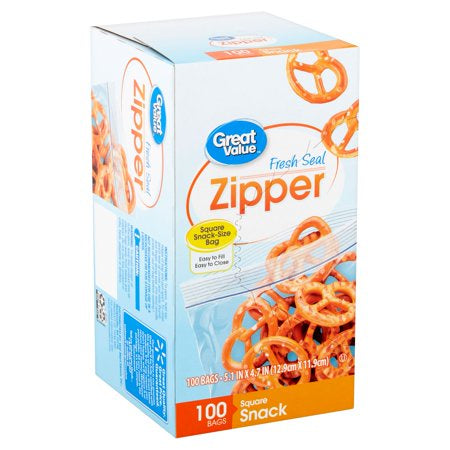 Great Value Square Snack-Size Zipper Bags