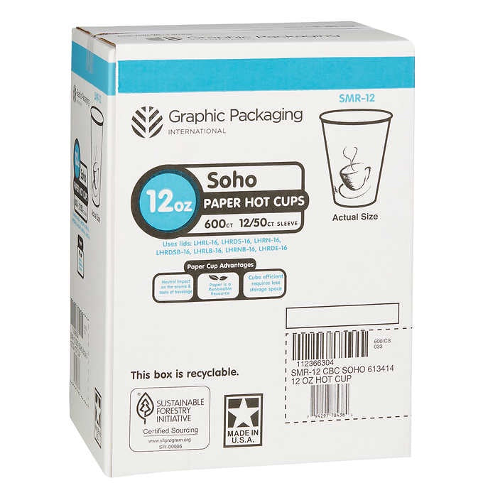 Graphic Packaging/Soho 12 oz Paper Hot Cup