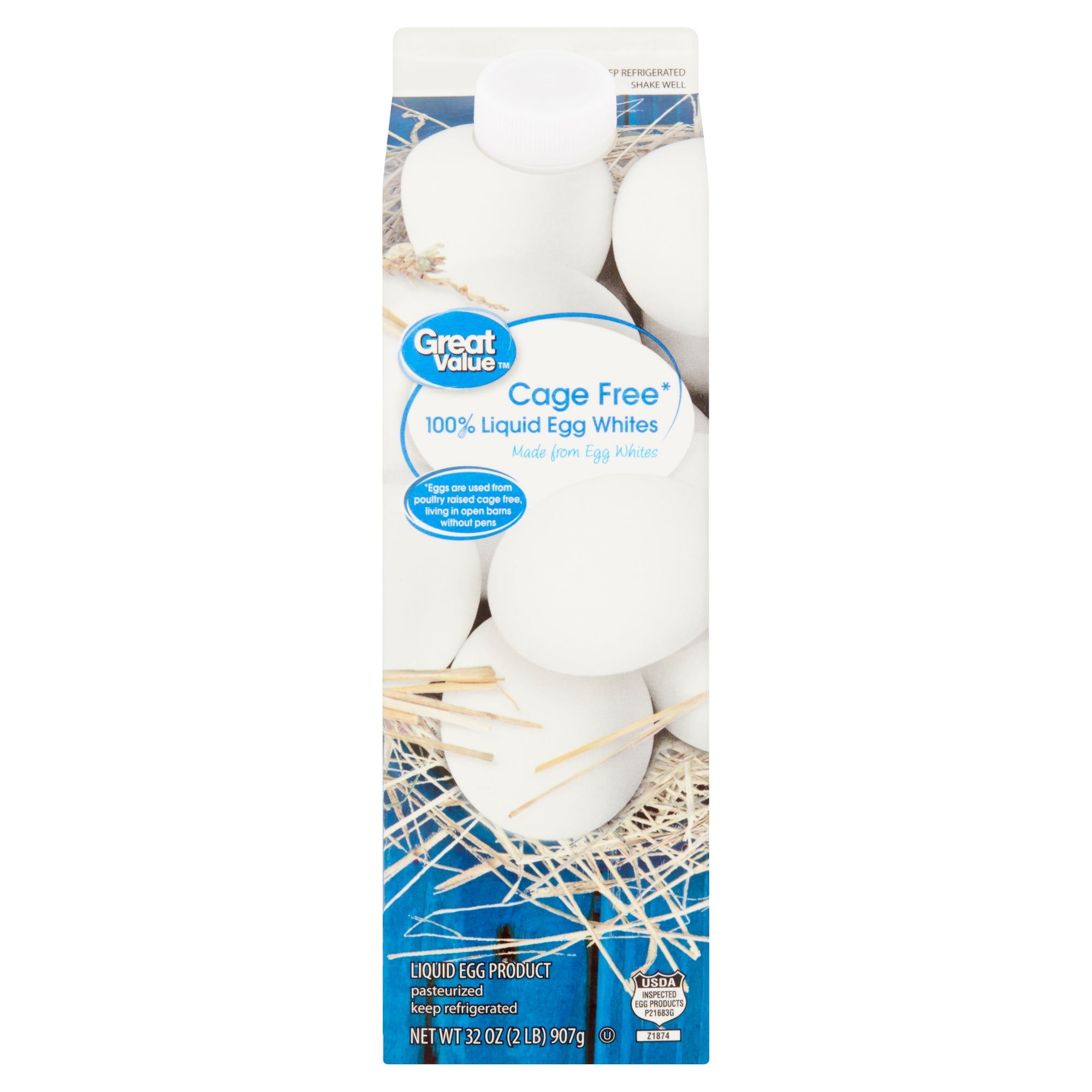 Great Value Cage Free 100% Liquid Egg Whites, 32 oz