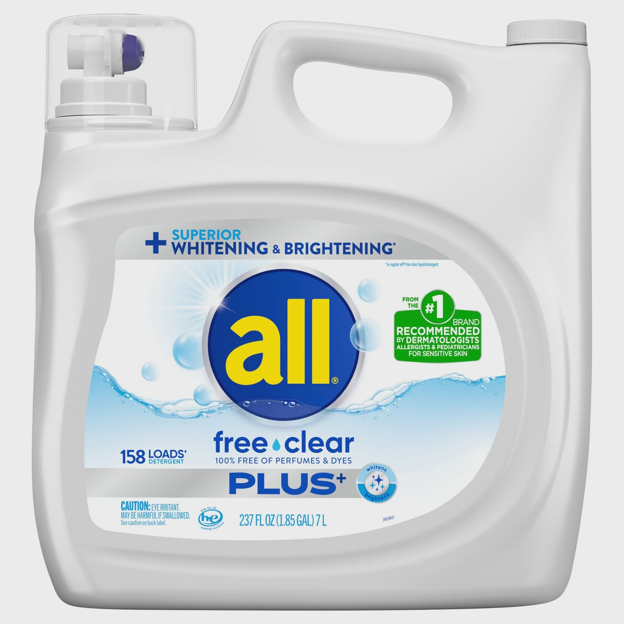 All Free & Clear Plus + HE Liquid Laundry Detergent, Free & Clear, 158 loads, 237 fl oz