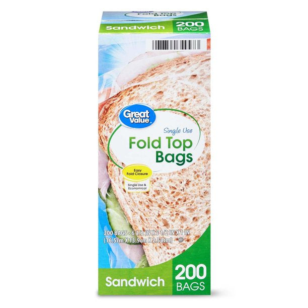 Great Value Fold Top Sandwich Bags
