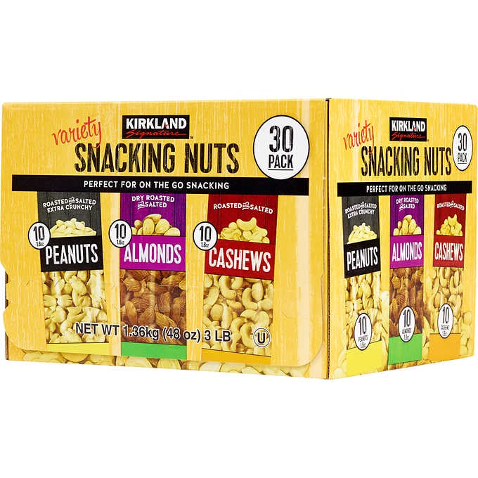 Kirkland Signature Snacking Nuts, Variety Pack, 30ct, 1.6oz
