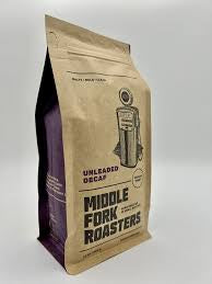 MiddleFork Roaster Coffe Beans, Unleaded Decaf, 12oz