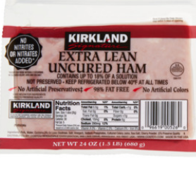 Kirkland Extra Lean Uncured Ham 1.5lb