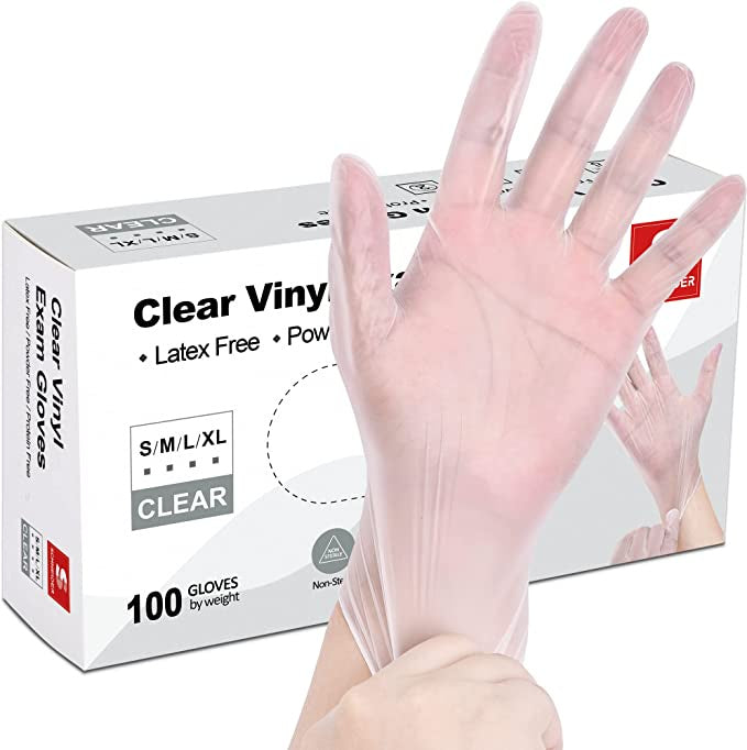 Schneider Clear Vinyl Exam Gloves, 4-mil, Large 100-ct Box,