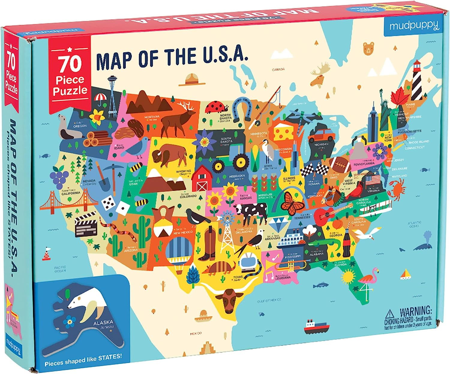 Mudpuppy Map of the USA Puzzle, 70 pcs