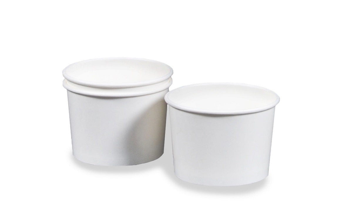 Propak Round Food Container Paper, White, 16oz. 25ct