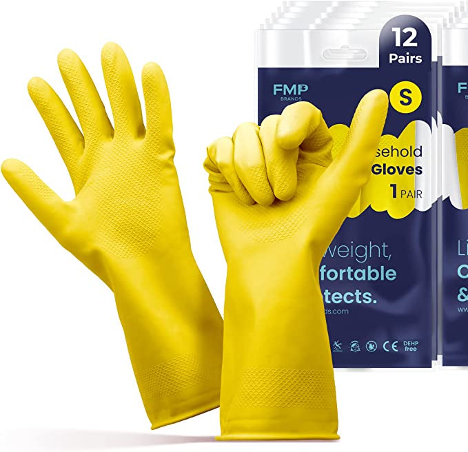 FMP Brands Dishwashing Gloves, yellow, Small