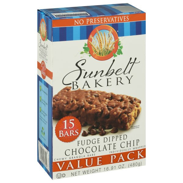 Sunbelt Bakery Chewy Fudge Dipped Chocolate Chip Granola Bars 10 ct 11.26 oz