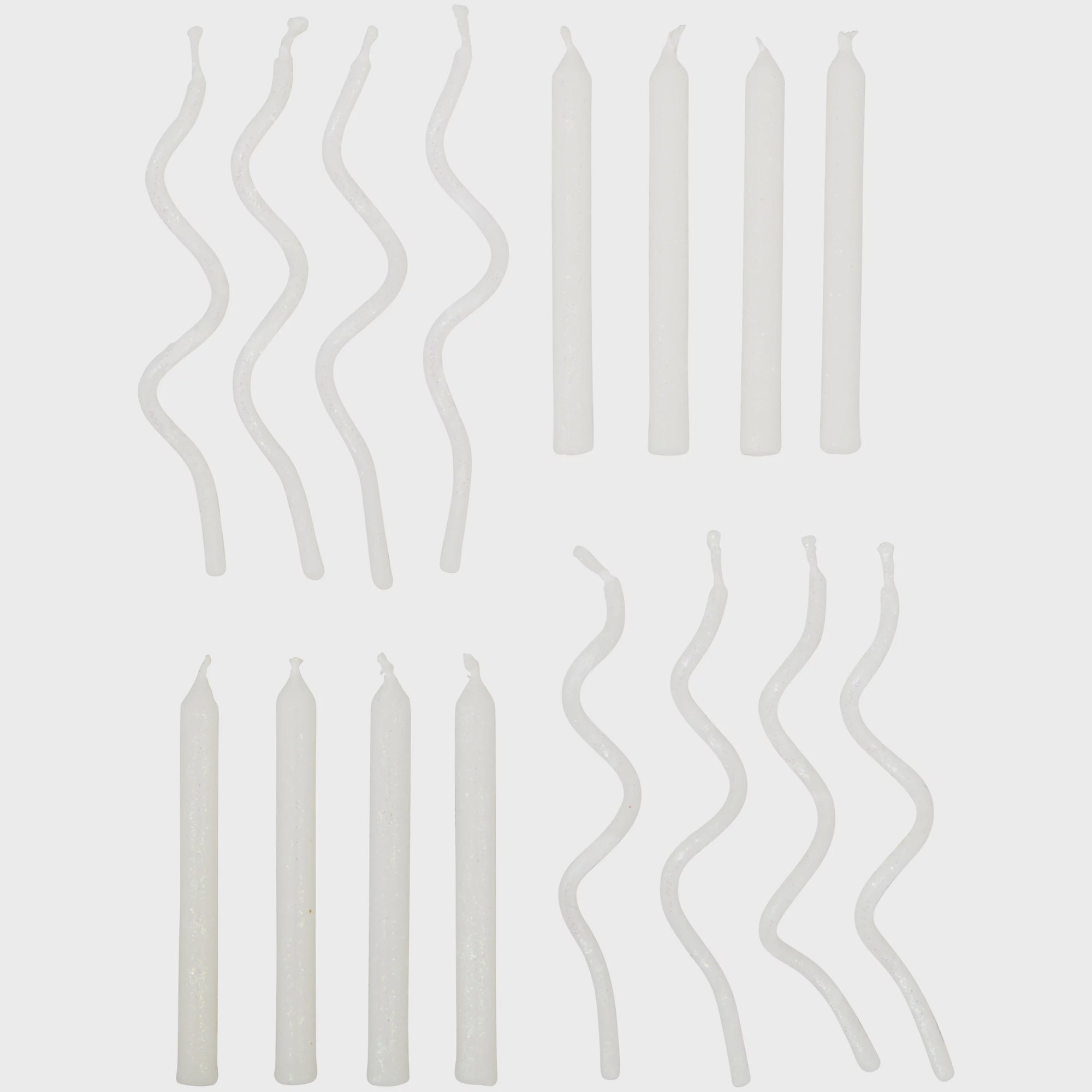 Great Value White Straight and Curly Birthday Candles, 16-Count