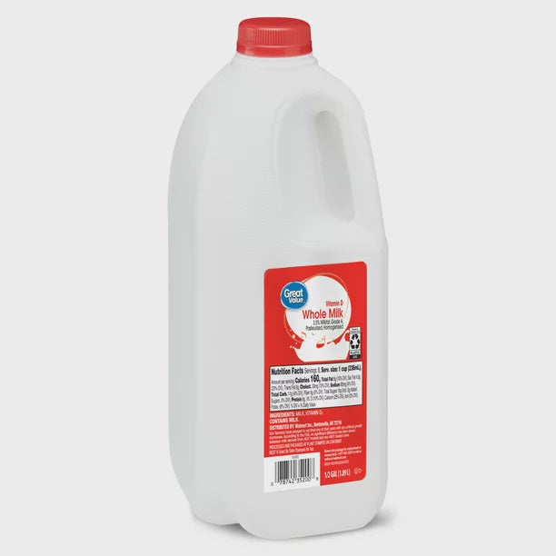 Great Value Whole Vitamin D Milk, Half Gallon